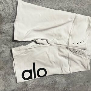 Alo White Shorts with Black Logo